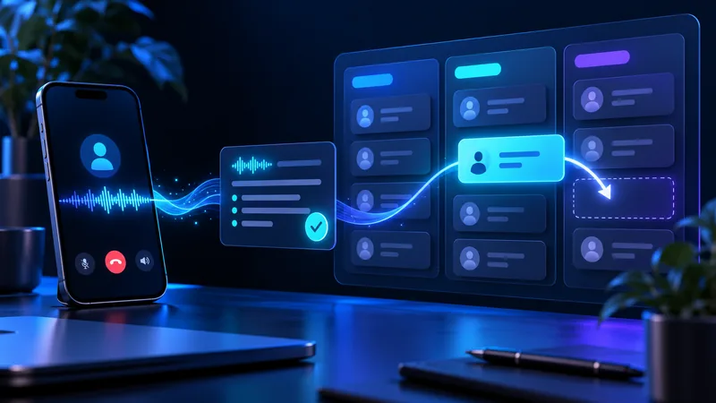 Datos operativos de llamadas, contactos y acciones CRM realizadas por un agente de voz IA.